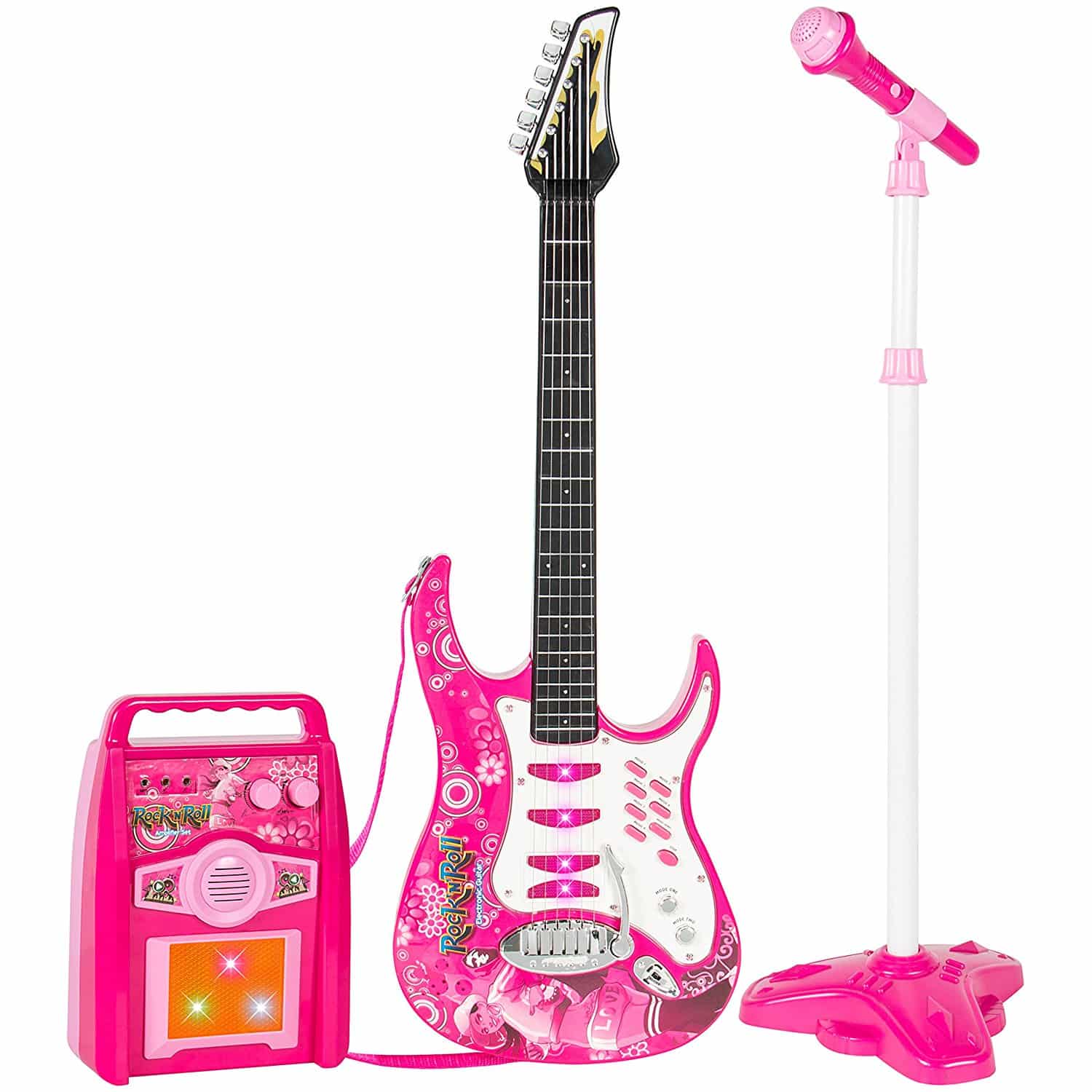 Guitarra Eletrica Infantil Rosa para Meninas Best Choice Kids Electric Guitar