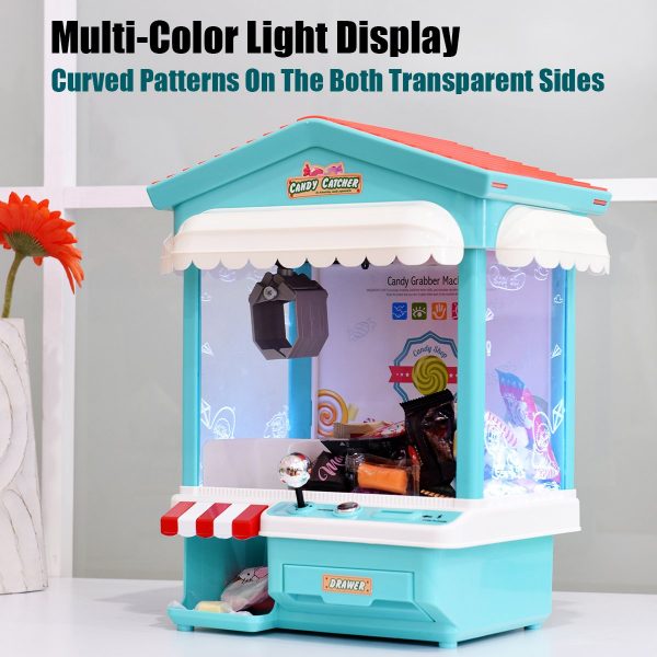 Mini Máquina de pegar brinquedos, bichinhos, doce com Exposição de luz multi-cor, música, moedas2